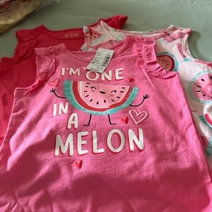 The Children's Place Pink Watermelon Fun Tank Top Set